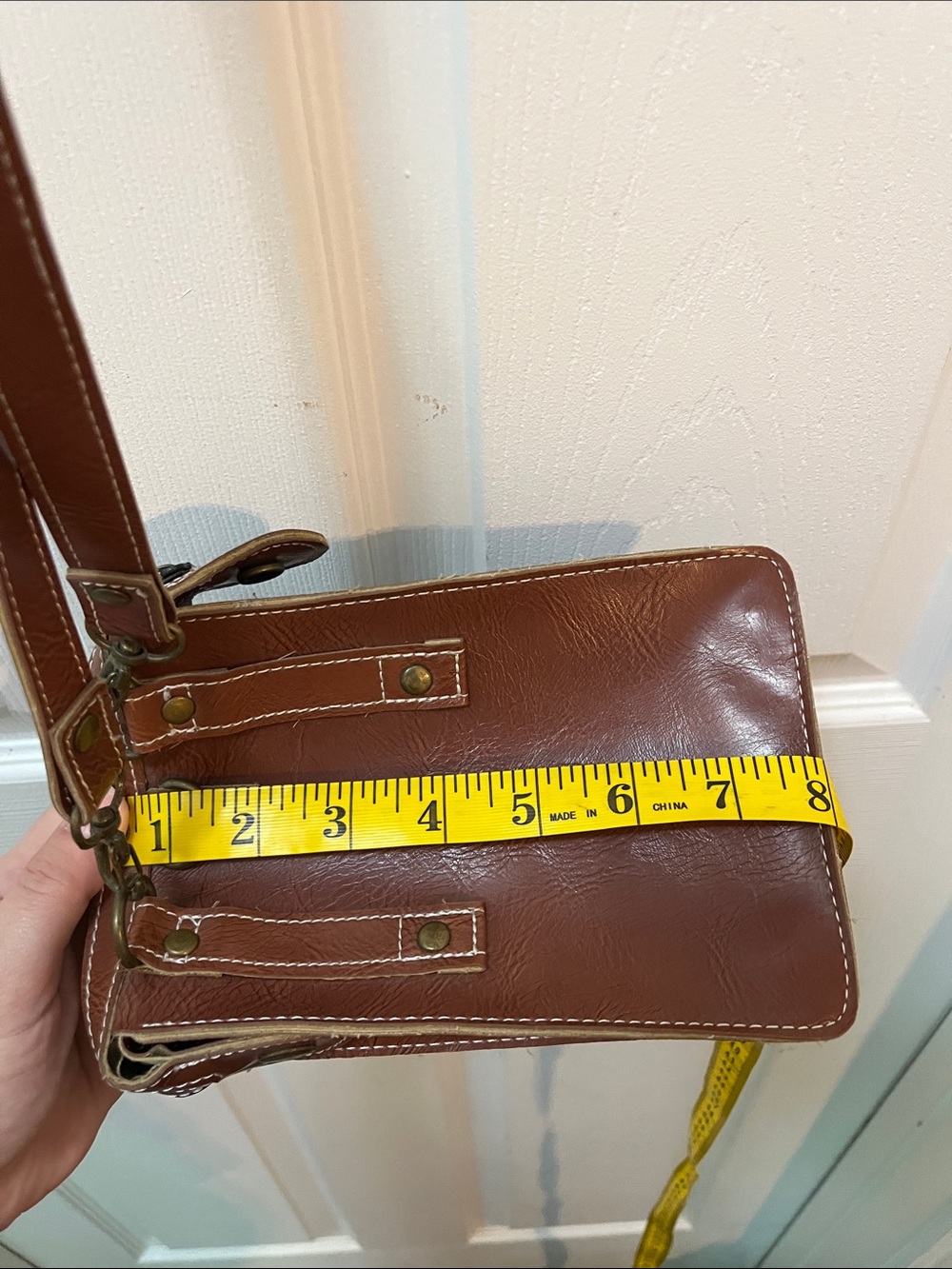 Brown Crossbody Phone Pouch with Ring Accent - Picture 12 of 12